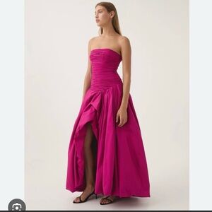 Aje Violette Bubble Hem Dress in Deep Magenta